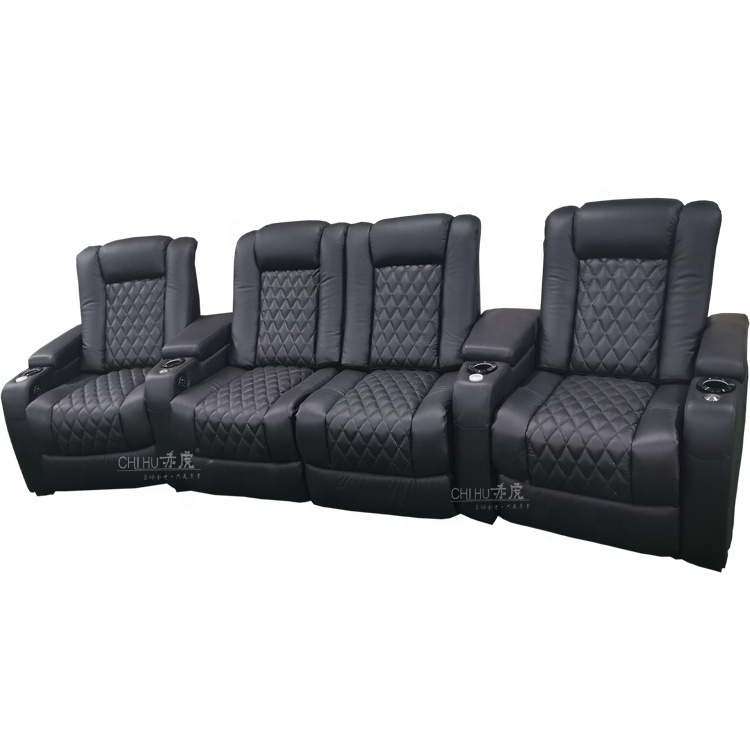 Amazon Hot Sale Luxury Sectional Adjustable Electric Curved Theater Leather Recliner Sofa Chaise Sets for Home Furniture