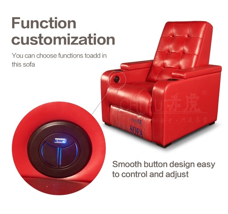 Modern luxury CHIHU red leather electric home reclining cinema seat sofa