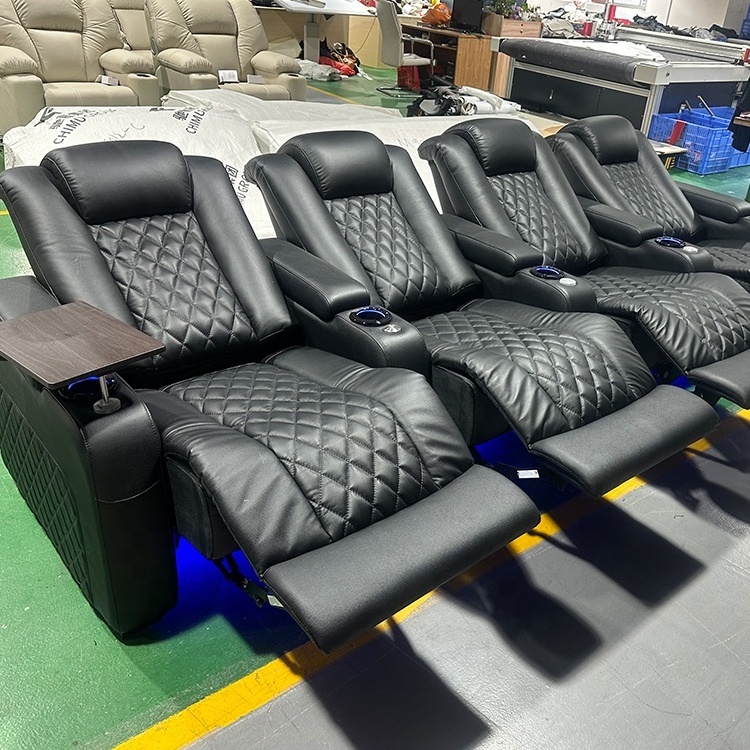 Foshan Furniture multi-functional luxury cinema sofa real leather massage electric recliner lounge customized theater chairs