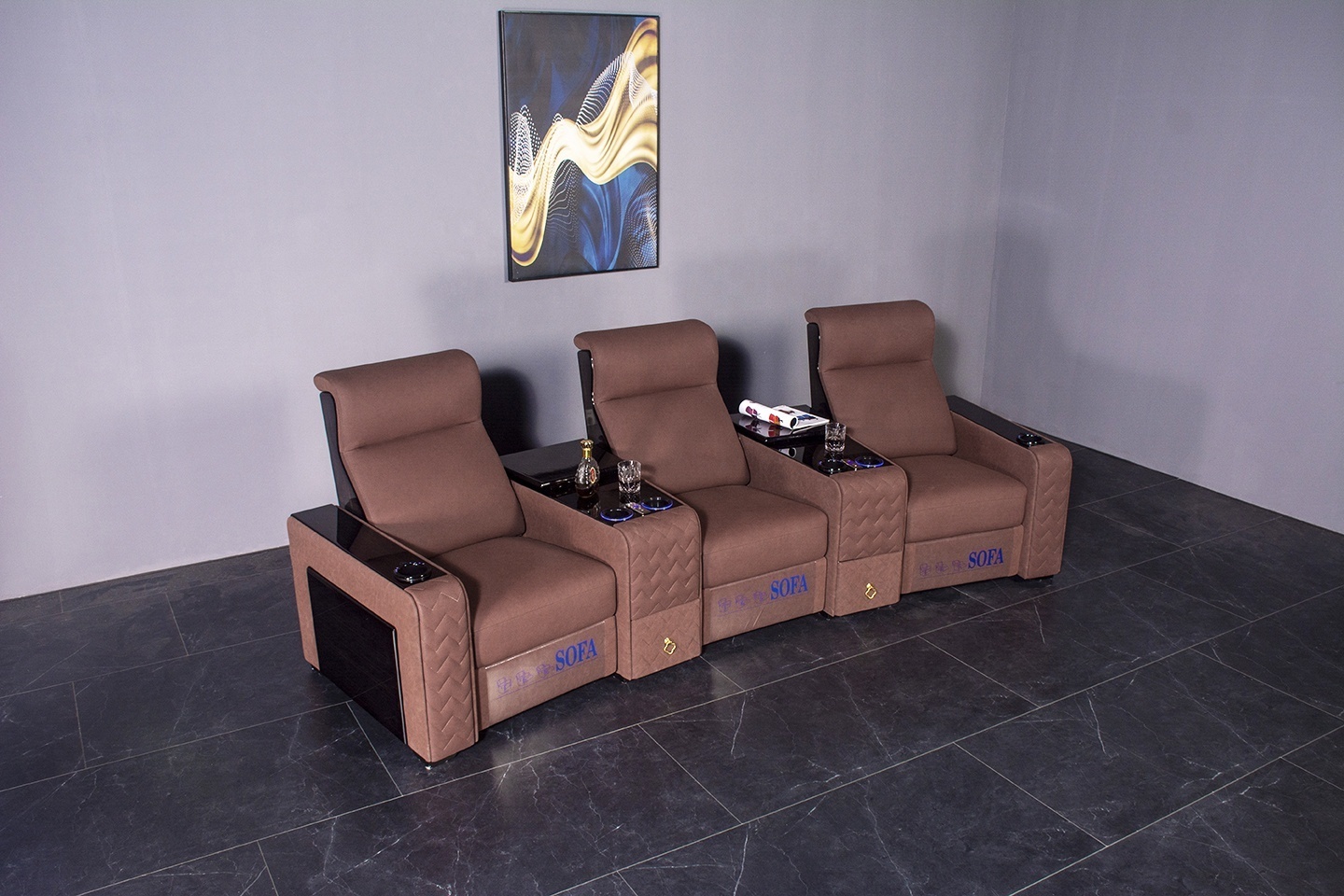 Wholesale vip seating genuine leather cinema theater seats multimedia power recliner home theatre recliner sofa