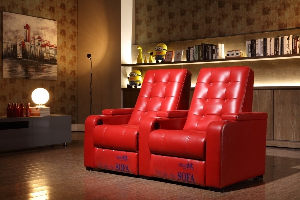 Modern luxury CHIHU red leather electric home reclining cinema seat sofa