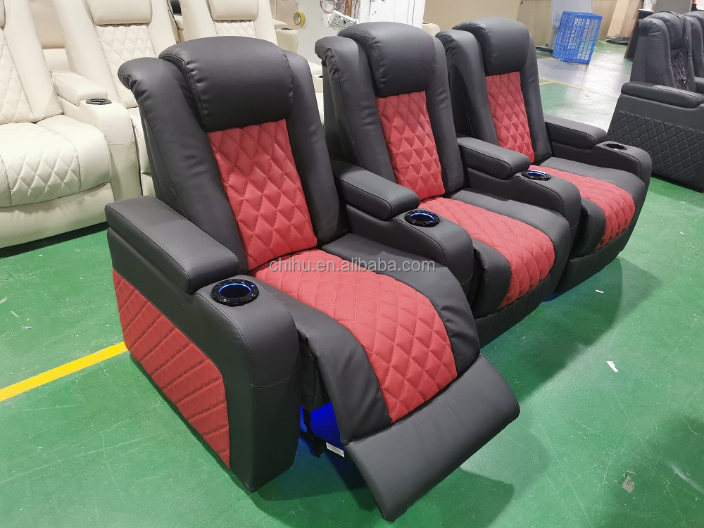 luxury home theater seating genuine leather blue movie theatre reclining seats medical exam chair electric home theater seating