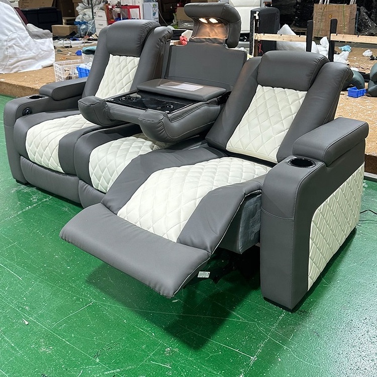 Foshan Furniture multi-functional luxury cinema sofa real leather massage electric recliner lounge customized theater chairs