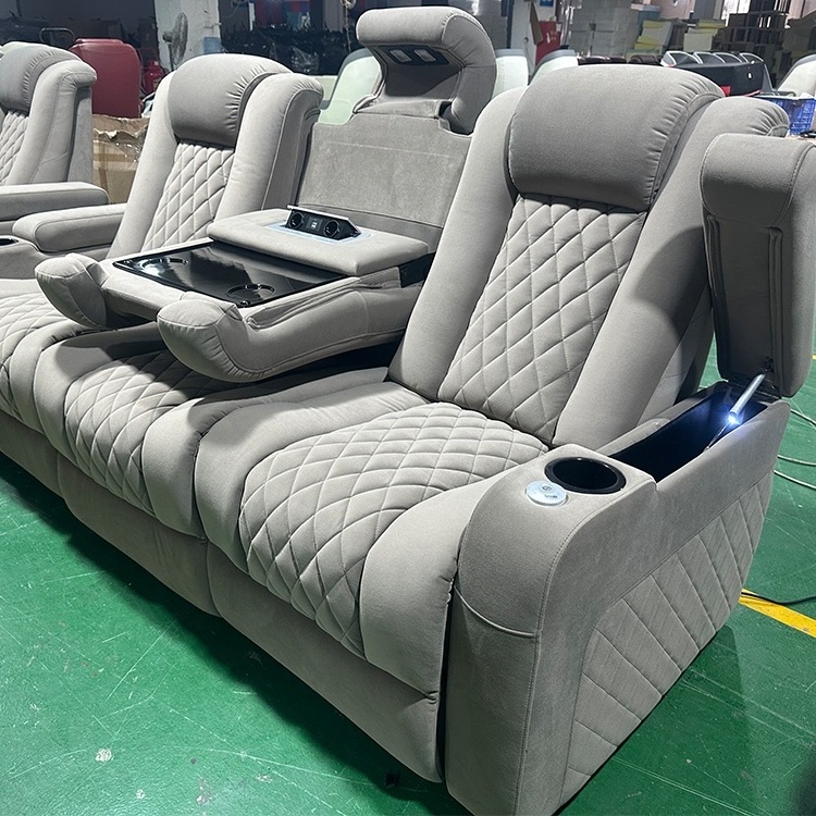 Foshan Furniture multi-functional luxury cinema sofa real leather massage electric recliner lounge customized theater chairs