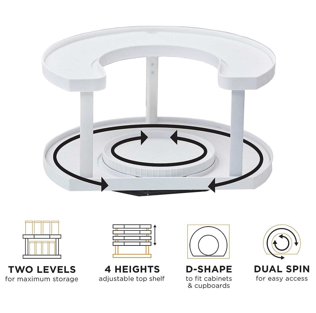 Two-Tiered Spice Organizer & Holder Condiment Spin Turntables Spice Spinner