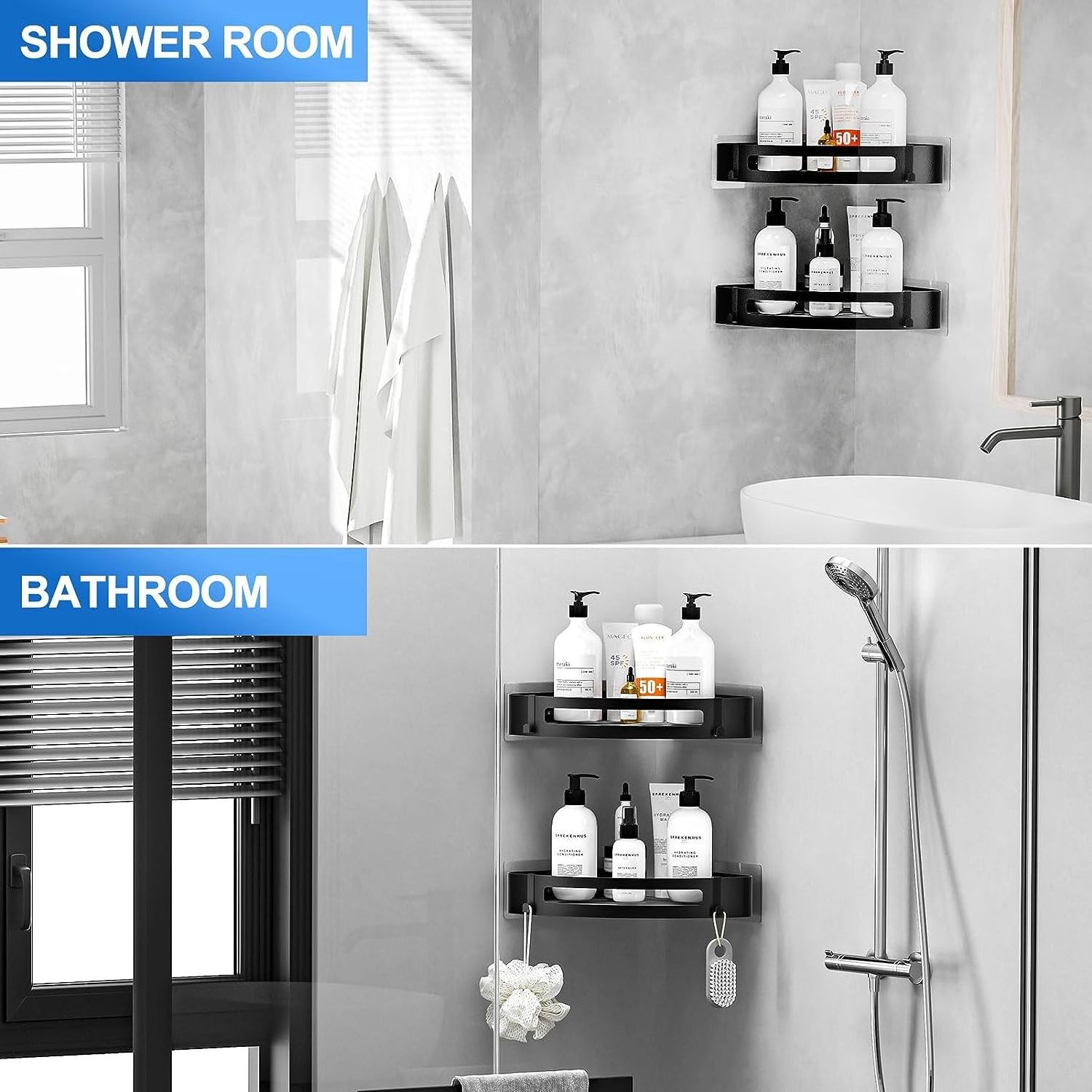 Shower Shelf No Drilling Shower Basket Shampoo Corner Holder Bathroom Organizer