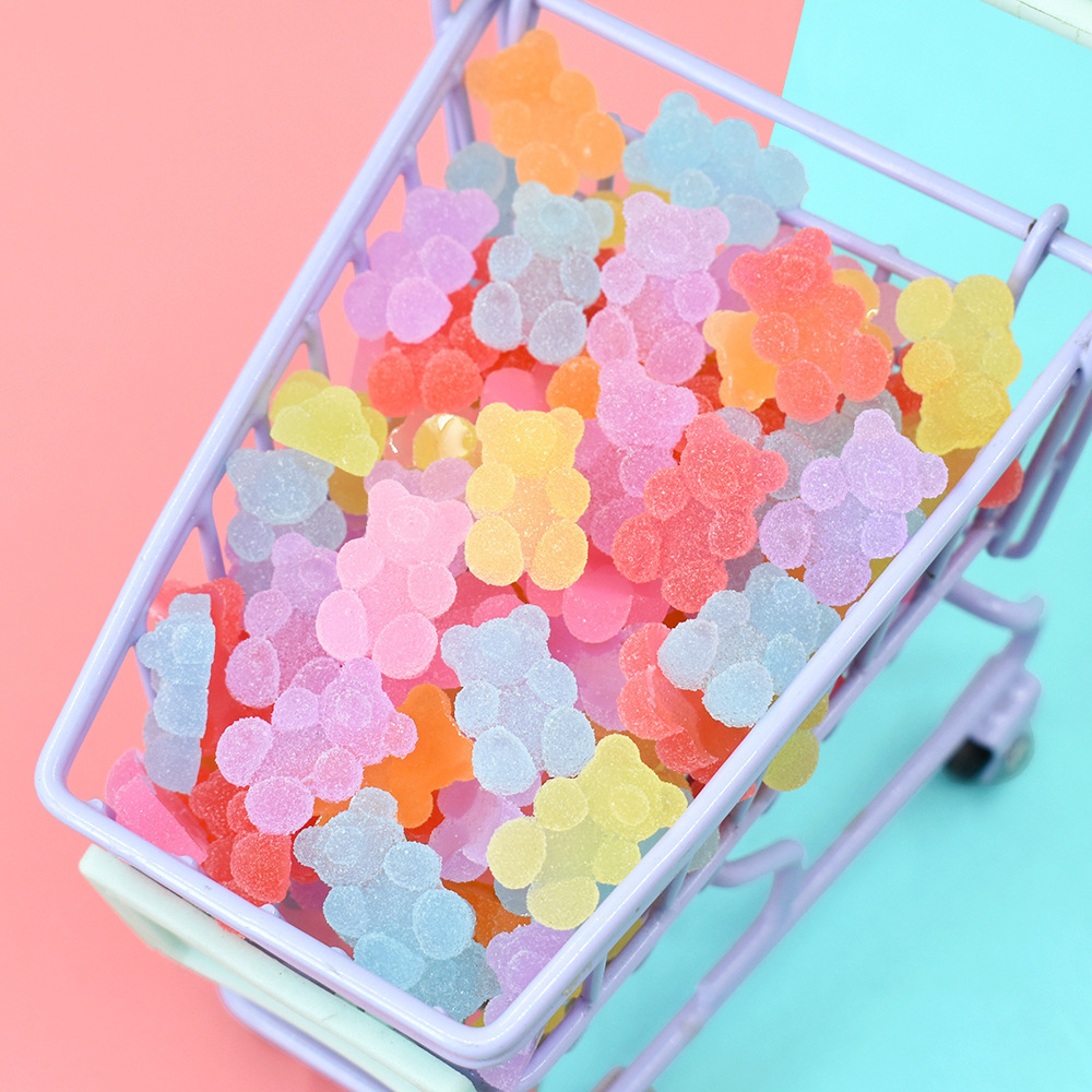 Hot selling soft bear candy resin charms gummy bear for 3d nail art decoration diy jewelry making hairpin accessories