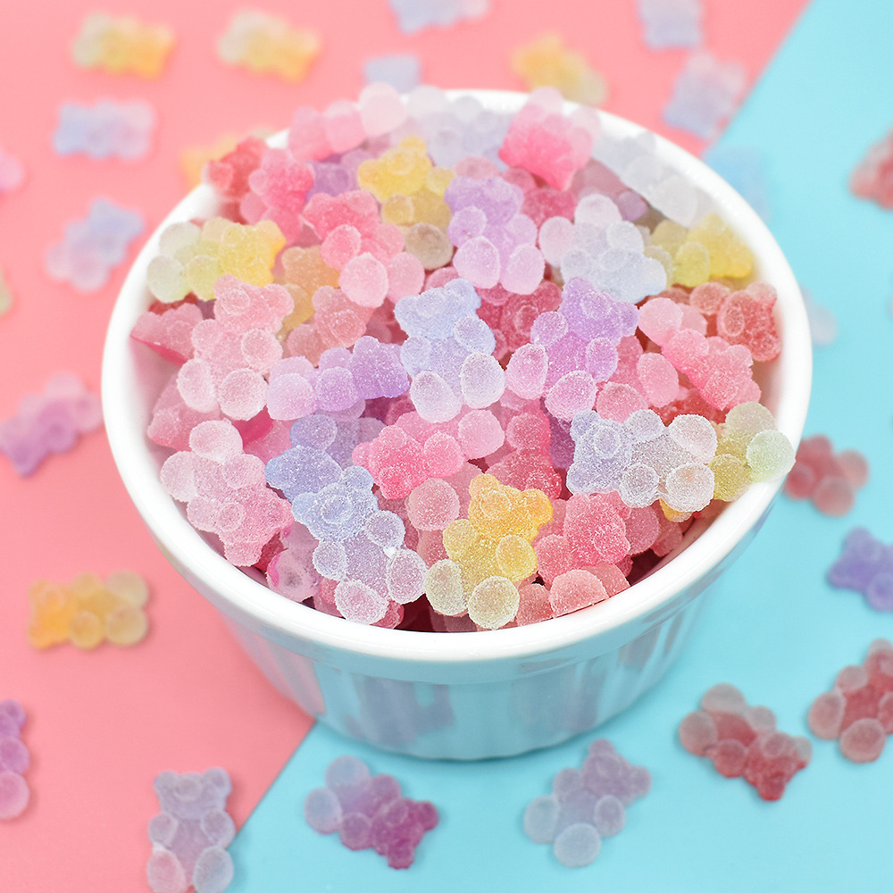 Hot selling soft bear candy resin charms gummy bear for 3d nail art decoration diy jewelry making hairpin accessories