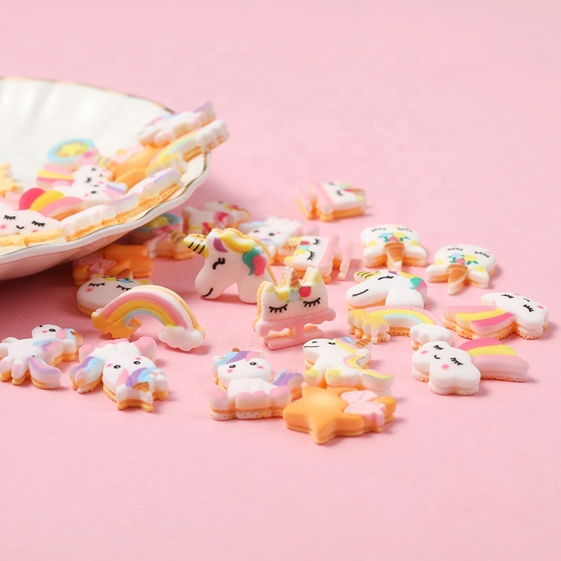 New Fashion Unicorn Fairy stick rainbow Slime Charms Flat Resin Slime Making Supplies For Scrapbooking Crafts