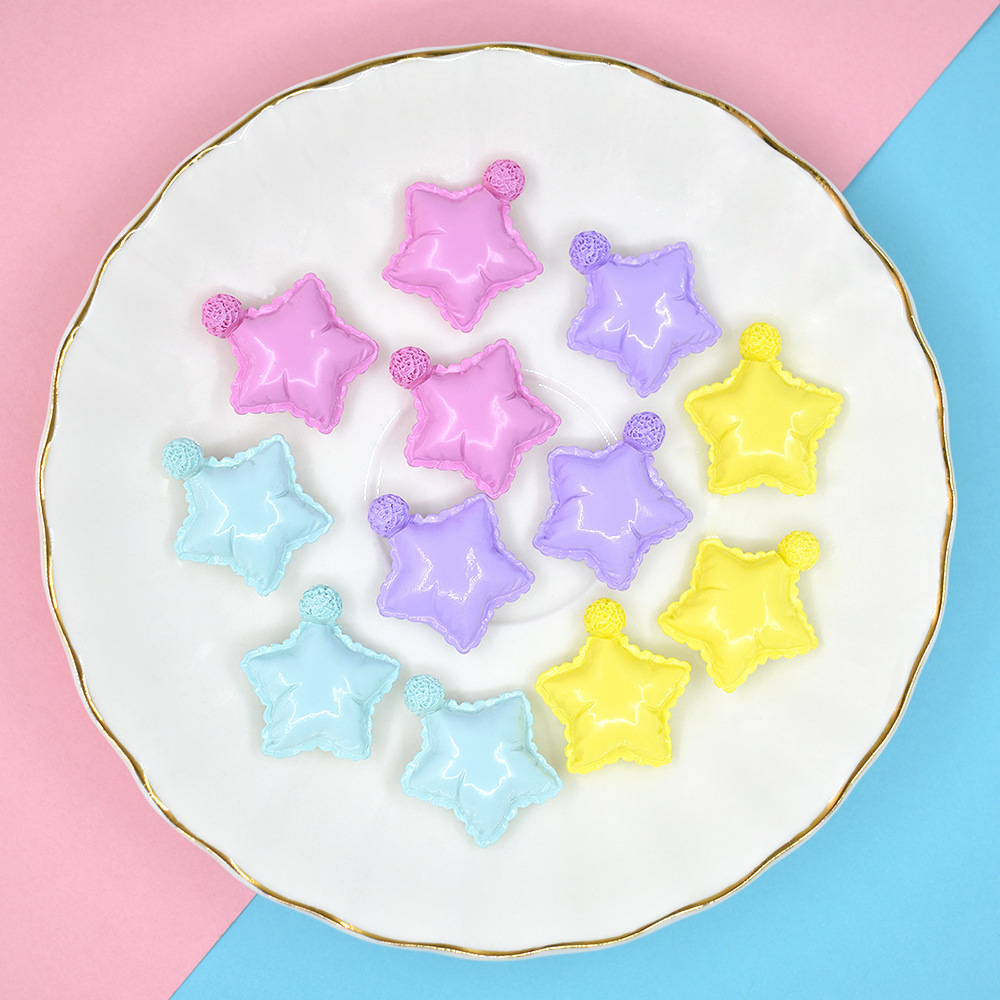 Hot Selling Macaron Cloro Star Pillow Flatback Resin Charms For Doll House Miniature Props DIY Cream Glue Handmade Material