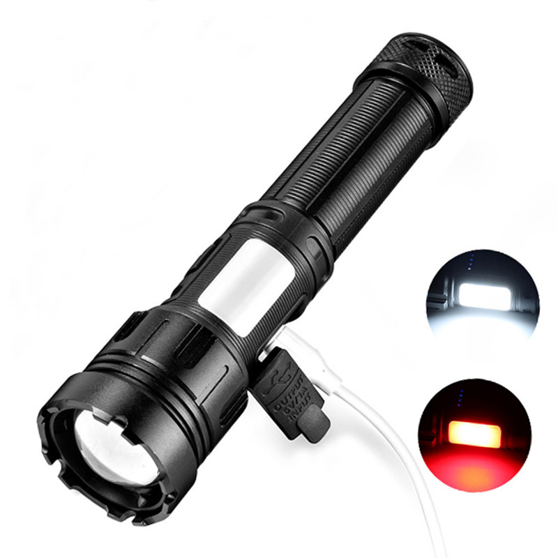 P50+COB 18650 Rechargeable Type-C Torch Light flashlight with Zoom