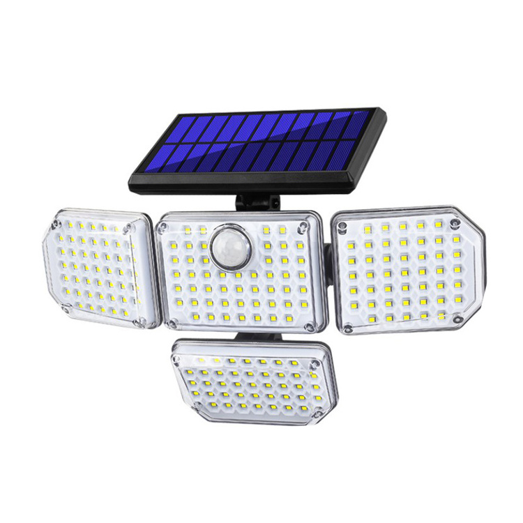 Waterproof 181 LED Flood Light Detected Spotlight 4 Heads Security Solar Powered Motion Sensor Lights Outdoor