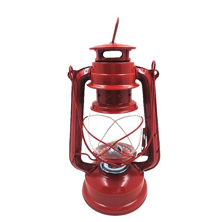 235 vintage Small kerosene pressure camping lamp and oil Hurricane Lantern Red