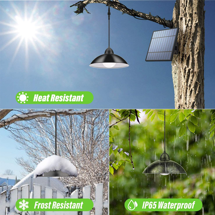 CHIJU Newest 1/2 Head Solar Pendant Light Outdoor Indoor LED Lamp With Line Solar Garden Light with remote control