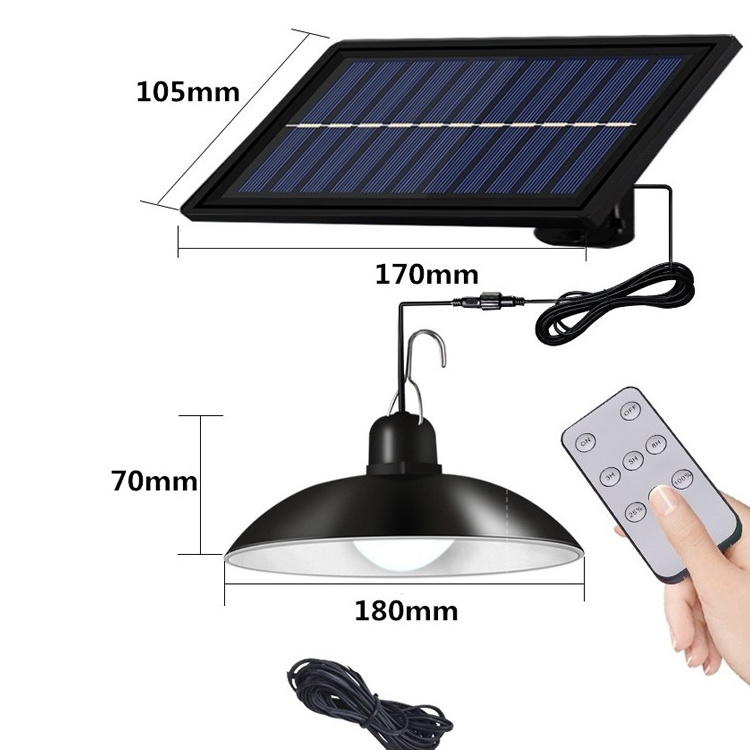 CHIJU Newest 1/2 Head Solar Pendant Light Outdoor Indoor LED Lamp With Line Solar Garden Light with remote control