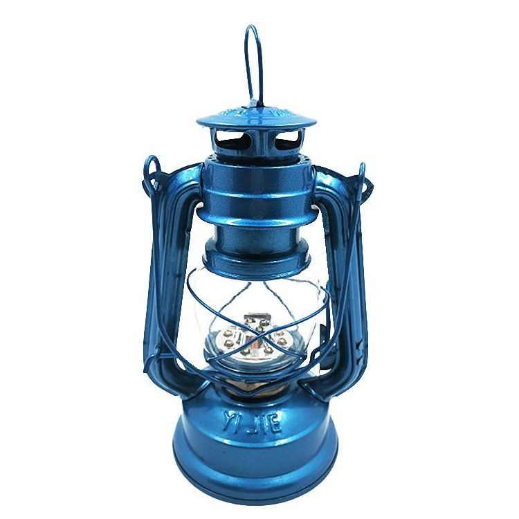 19CM Mini Dimmable Battery Retro Hanging storm kerosene Light 245 Led hurricane lamp Lantern Quality with blue