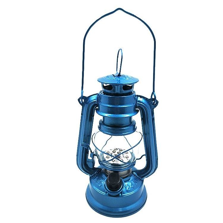 19CM Mini Dimmable Battery Retro Hanging storm kerosene Light 245 Led hurricane lamp Lantern Quality with blue