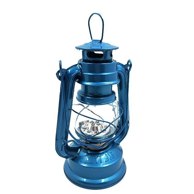 19CM Mini Dimmable Battery Retro Hanging storm kerosene Light 245 Led hurricane lamp Lantern Quality with blue