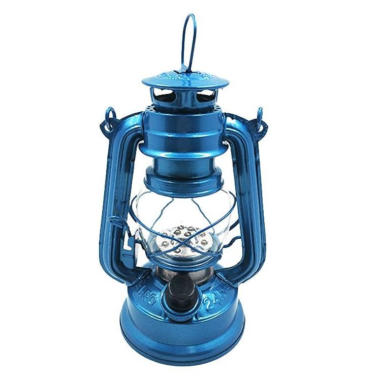 19CM Mini Dimmable Battery Retro Hanging storm kerosene Light 245 Led hurricane lamp Lantern Quality with blue