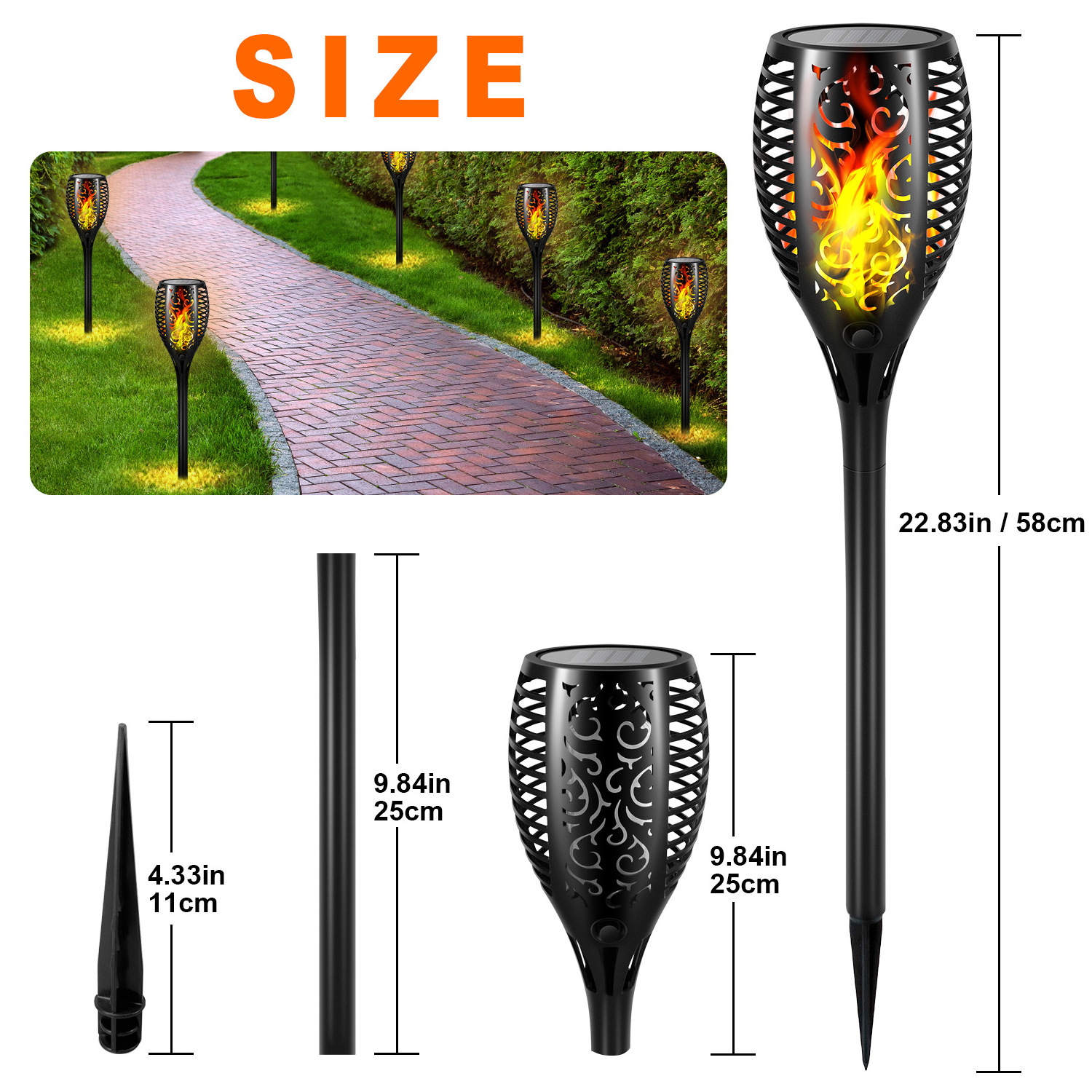 Waterproof Outdoor Garden Lawn Light 33led Solar Flame Light Solar Torch Light With Flickering Flame