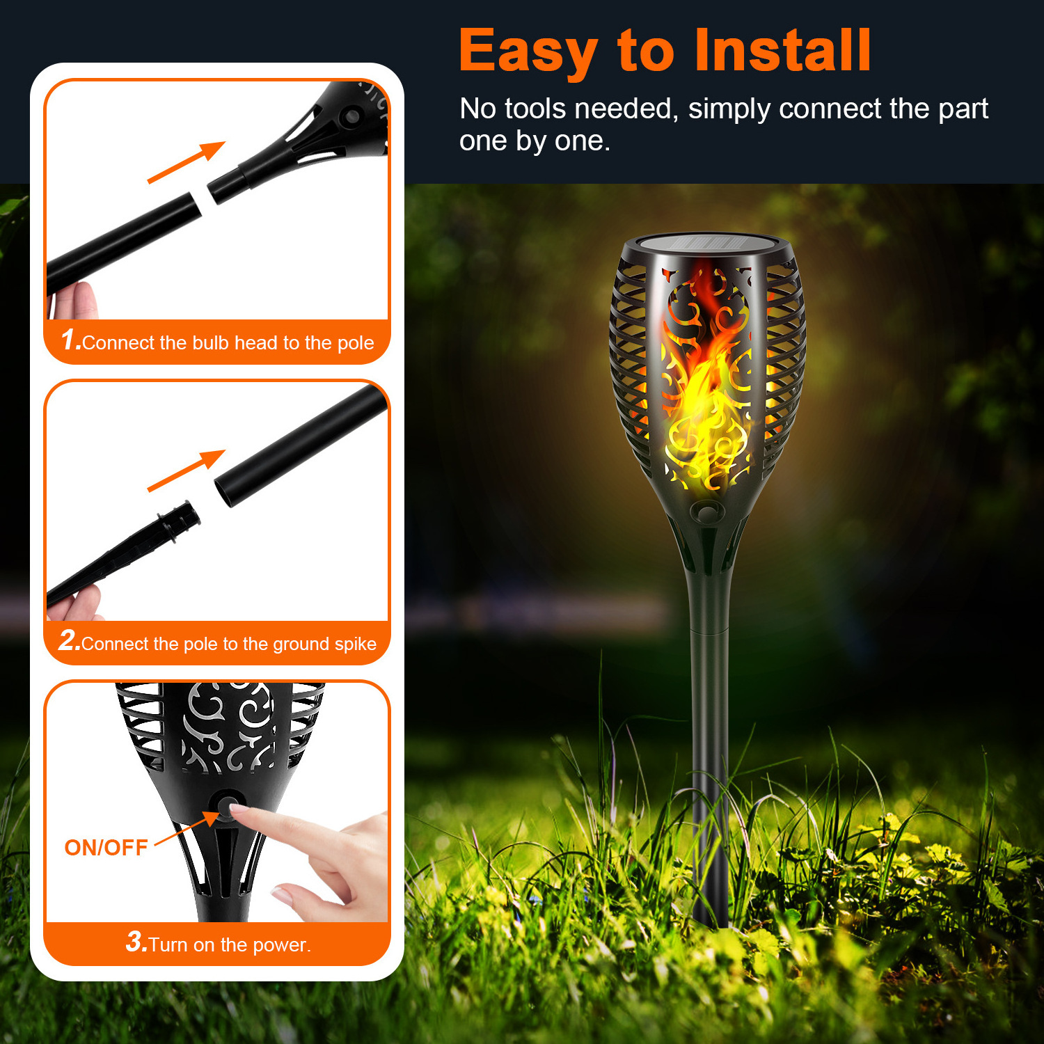 Waterproof Outdoor Garden Lawn Light 33led Solar Flame Light Solar Torch Light With Flickering Flame