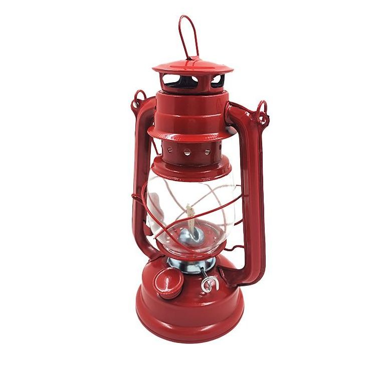 235 vintage Small kerosene pressure camping lamp and oil Hurricane Lantern Red