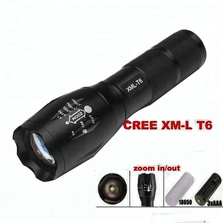 Multipurpose aluminium waterproof hunting long range 18650 rechargeable xml t6 led torch tactical flashlight