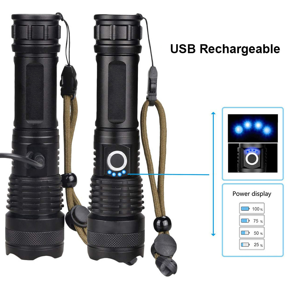 Super bright led flashlight tactical XHP50 emergency torch light led flashlight with 3000mah battery