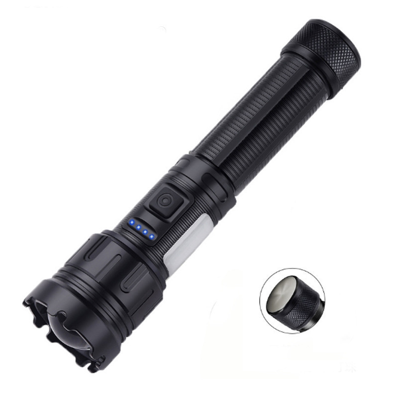 P50+COB 18650 Rechargeable Type-C Torch Light flashlight with Zoom