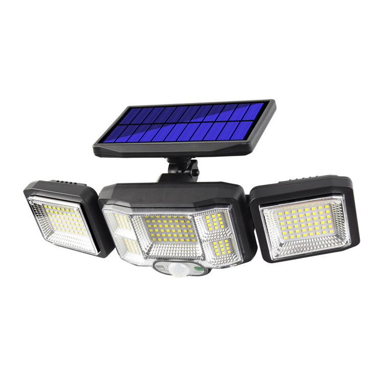 3 Head Adjustable 192 Led Wide Angle indoor house Solar Panel security power motion sensor wall flood lights outdoor for garden