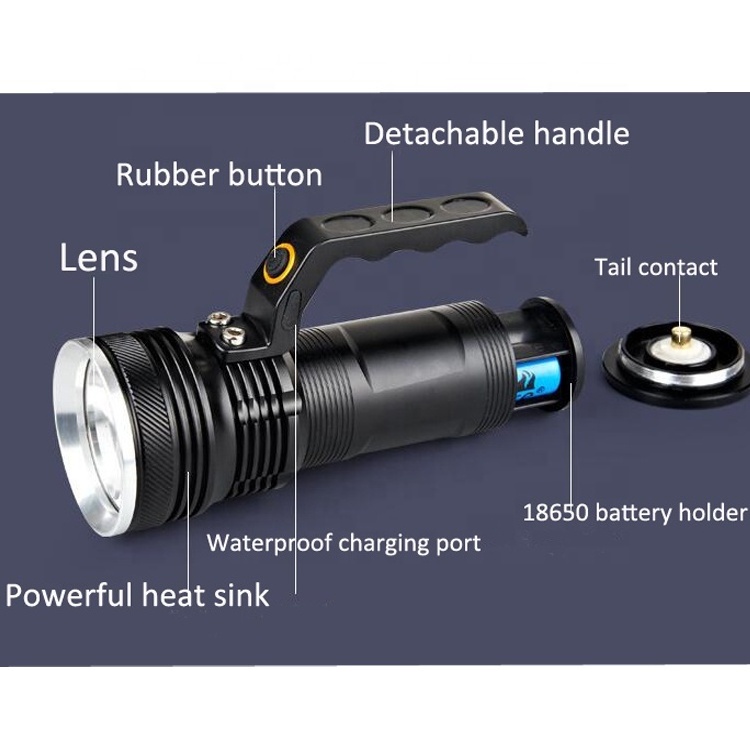 Super Bright Led Searchlight Rechargeable Outdoor Spotlight Portable Long Distance Search Light