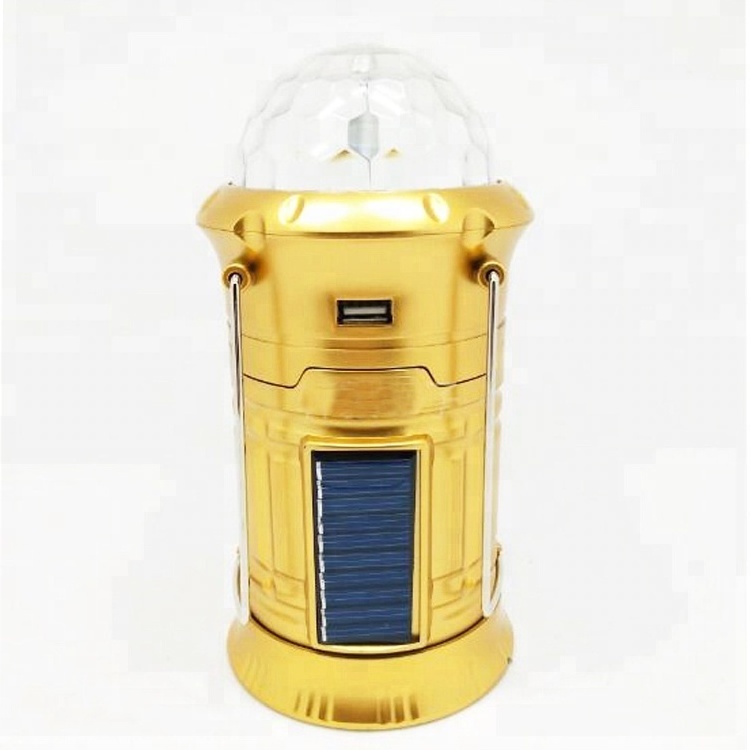 Factory direct supply magic collapsible lights with disco light ball  color led solar rechargeable lantern