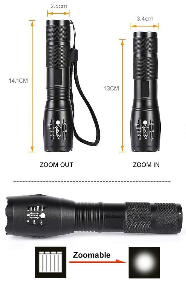 Multipurpose T6 Brightest Portable 5000 Lm 18650 USB Rechargeable Metal Power EDC Tactical LED Mini Torch Flashlight