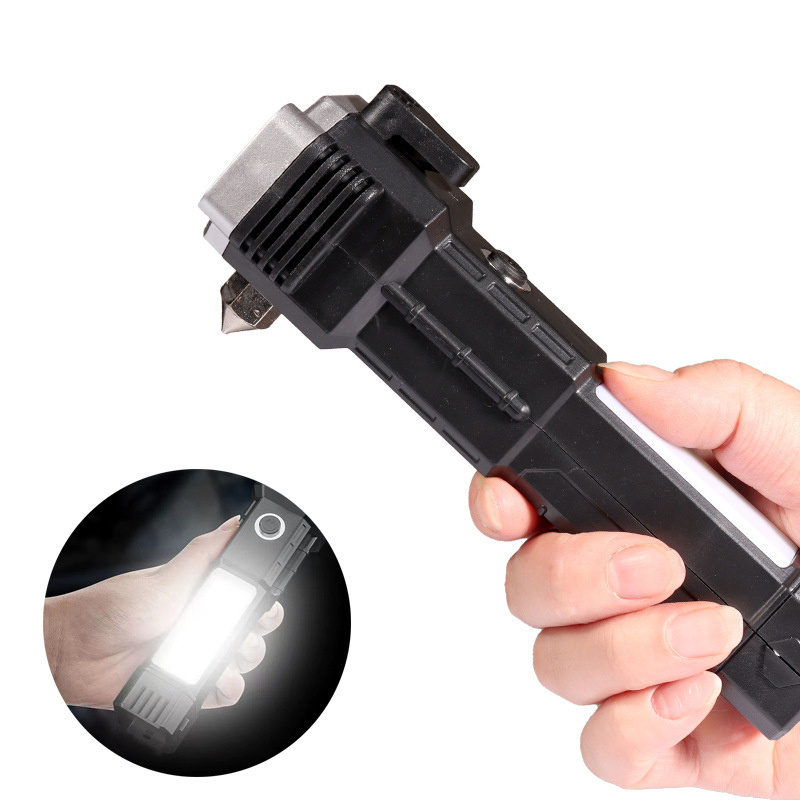 Wholesale multi-functional safety hammer USB car fire emergency vehicle broken window escape hammer glare flashlight