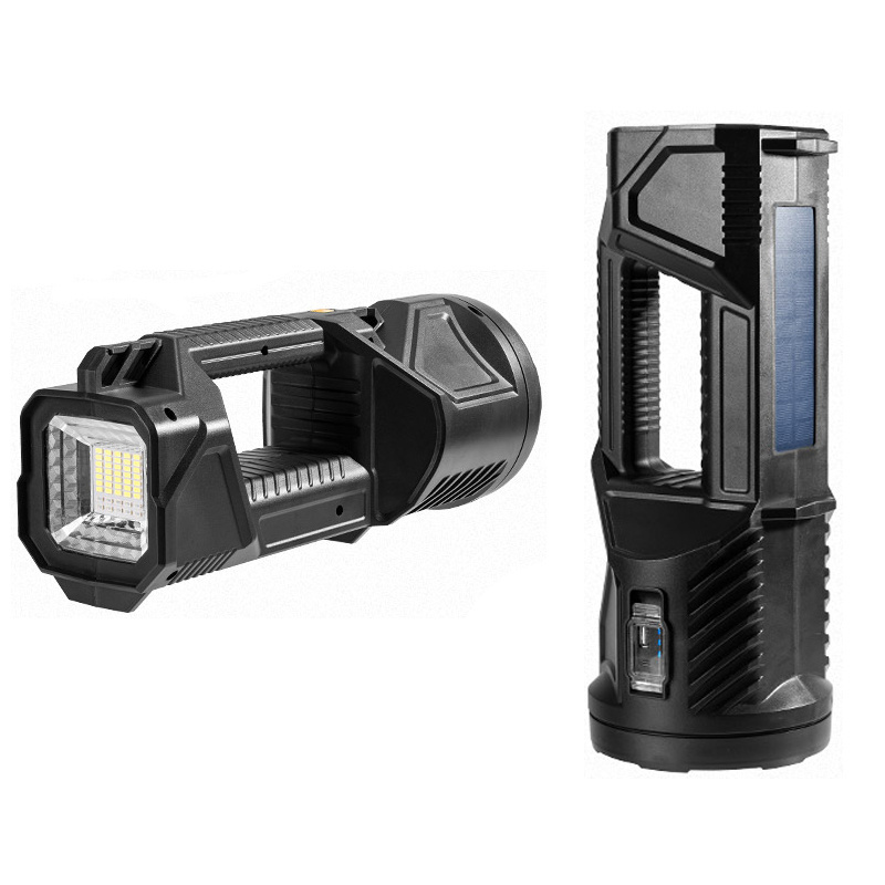 Hand Held XHP50 Solar Charging Search Light USB Rechargeable COB Hunting Light Torch Emergency Flash Light Flashlights