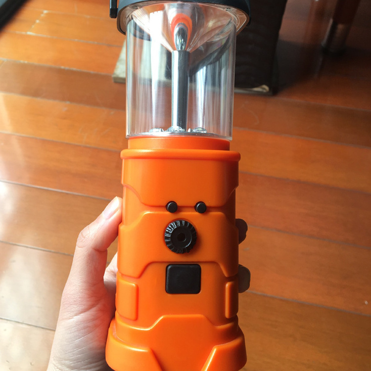 Outdoor 5 LED Solar Power Rechargeable camping Light Hand Crank Dynamo Flashlight with AM/FM Radio Lantern for Camping