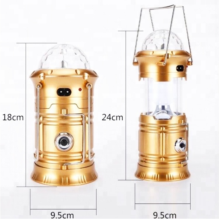 Factory direct supply magic collapsible lights with disco light ball  color led solar rechargeable lantern