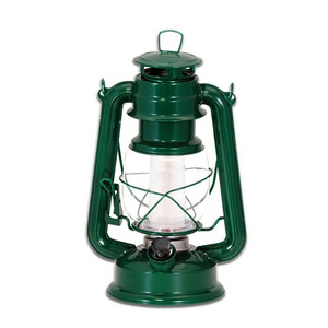 Hot Seller Home Decor Electric Vintage 4AA Battery operated Green Color 12 LED Hurricane Camping Light Lantern