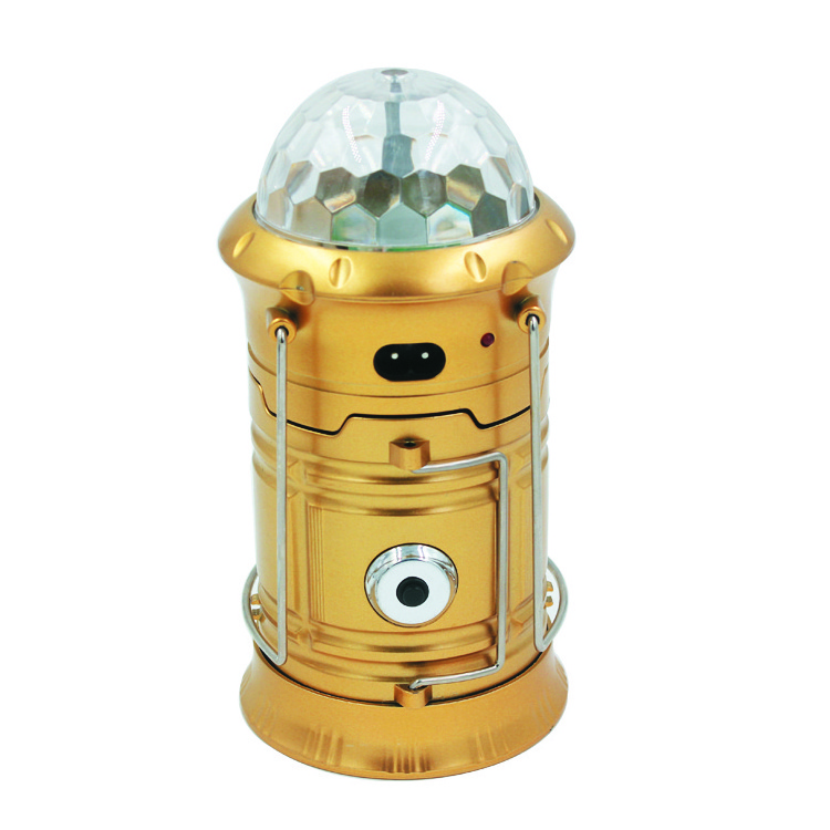 Factory direct supply magic collapsible lights with disco light ball  color led solar rechargeable lantern