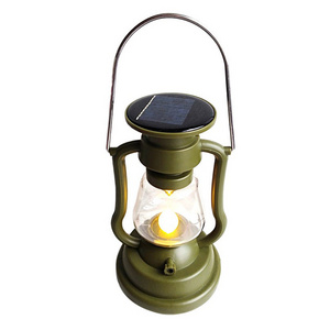 BTG Outdoor rustic antique decorative retro waterproof hanging Led vintage Usb Rechargeable Solar lantern lamp