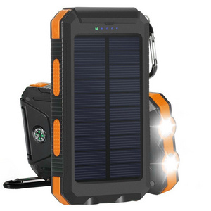 BTG Waterproof 20000mah Dual USB Ports Solar Power Bank flashlight With 2 Led light