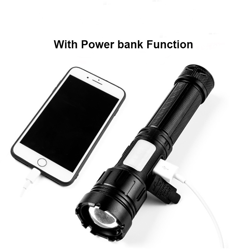 P50+COB 18650 Rechargeable Type-C Torch Light flashlight with Zoom