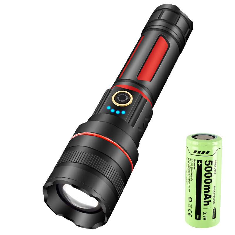 Powerful P80 Led Rechargeable Flashlight with white laser light and 26650 battery