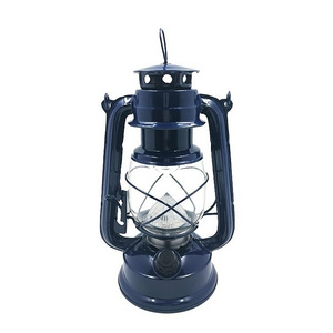 LED Blue Hurricane Storm Lamp,Vintage oil Lantern with Dimmer