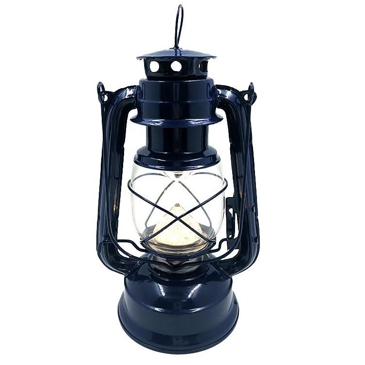 LED Blue Hurricane Storm Lamp,Vintage oil Lantern with Dimmer