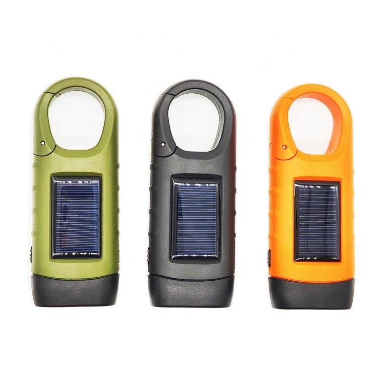 3Led Solar usb rechargeable Power bank function  torch lights flashlight with hand crank