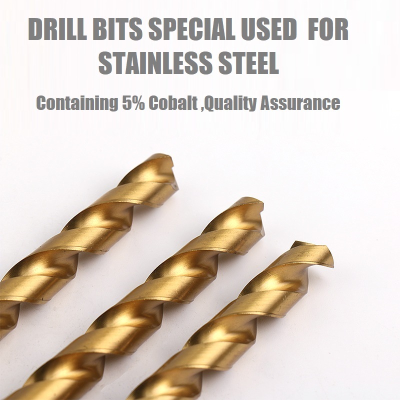 TiN Coating M2 Twist Drill Straight Shank HSS high speed steel Stainless steel impact drill bit set