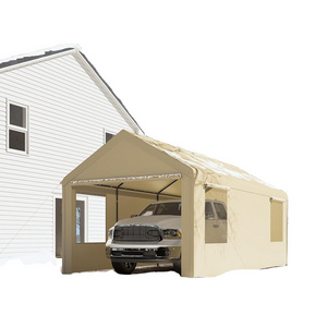 10' X 20' Car Storage Carport Garage Canopy Shelter Tent With Sidewalls White Galvanized Poles For Carport