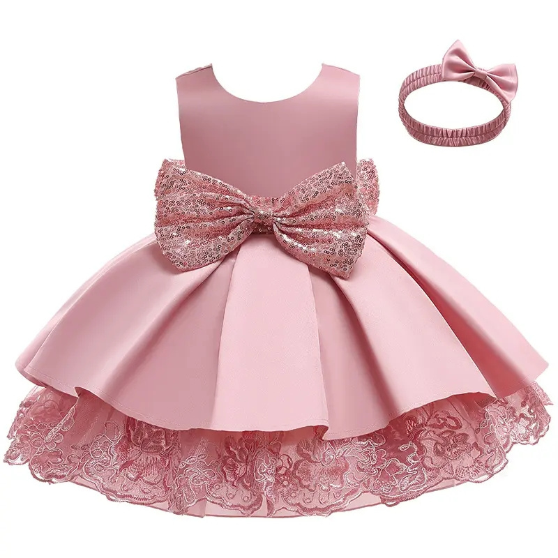 Wholesale Sequin Bow Baby Girl Princess Party Dress Tuxedo Tuxedo Children's clothing suit dress