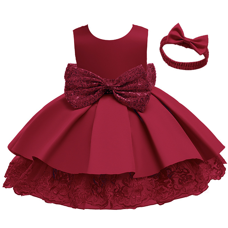 Wholesale Sequin Bow Baby Girl Princess Party Dress Tuxedo Tuxedo Children's clothing suit dress